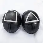 Хэллоуин косплей кальмар игра треугольник Квадратный Круг пластиковая маска красный капюшон мужской головной убор босс костюм реквизит