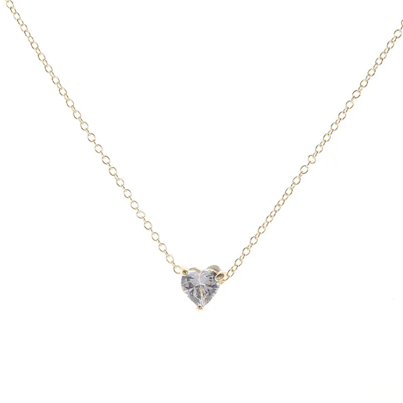 

Female Heart Necklace Gold Silver Color Chain Women Rhinestone Choker Necklace Collier Femme Jewelery Mothers Day Gift