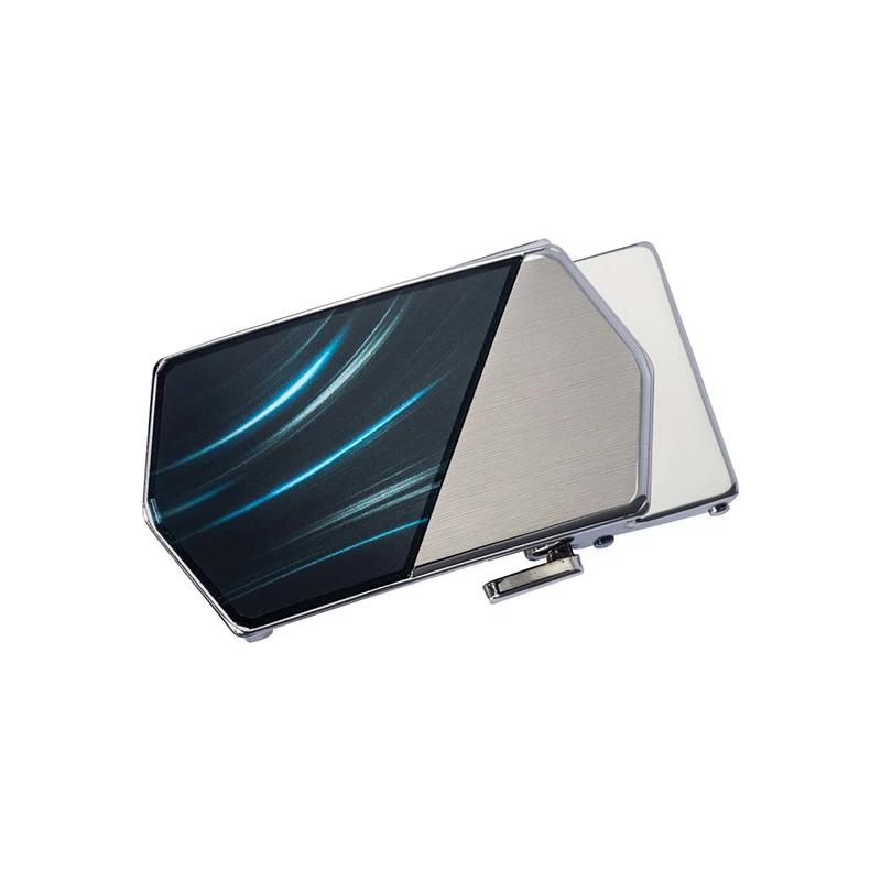 Мужской ремень из натуральной кожи модный синий с автоматической пряжкой в