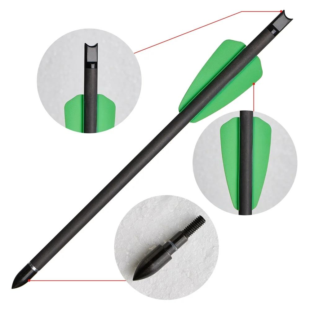 

6/12/24Pcs 7.5'' Crossbow Arrows Pure Carbon Spine 350 Tactical Arrows Hard Steel Bolts Arrow Tip For EK SYSTEM R9 Hunting