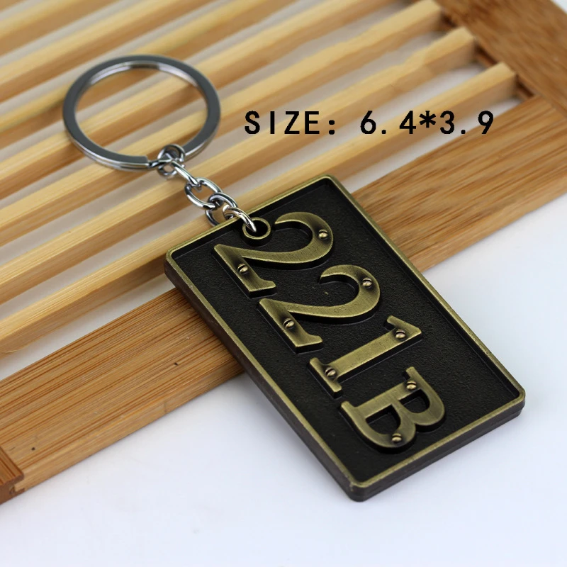 

TV Series Keychains Accessories 221B Sherlock Holmes Consulting Detective Bronze Color Key Chains Pendant Jewelry For Gifts