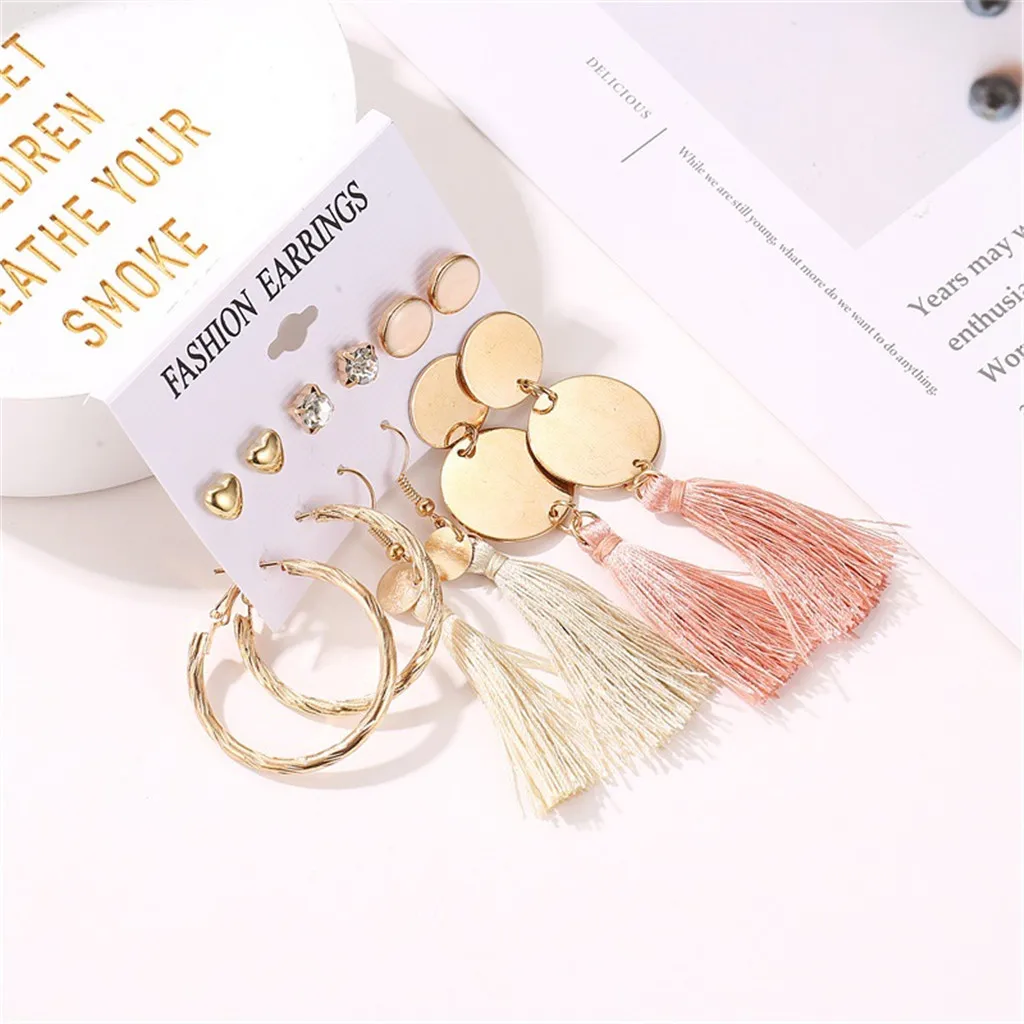 Женские серьги в этническом стиле набор сережек специальные эффектные кисти