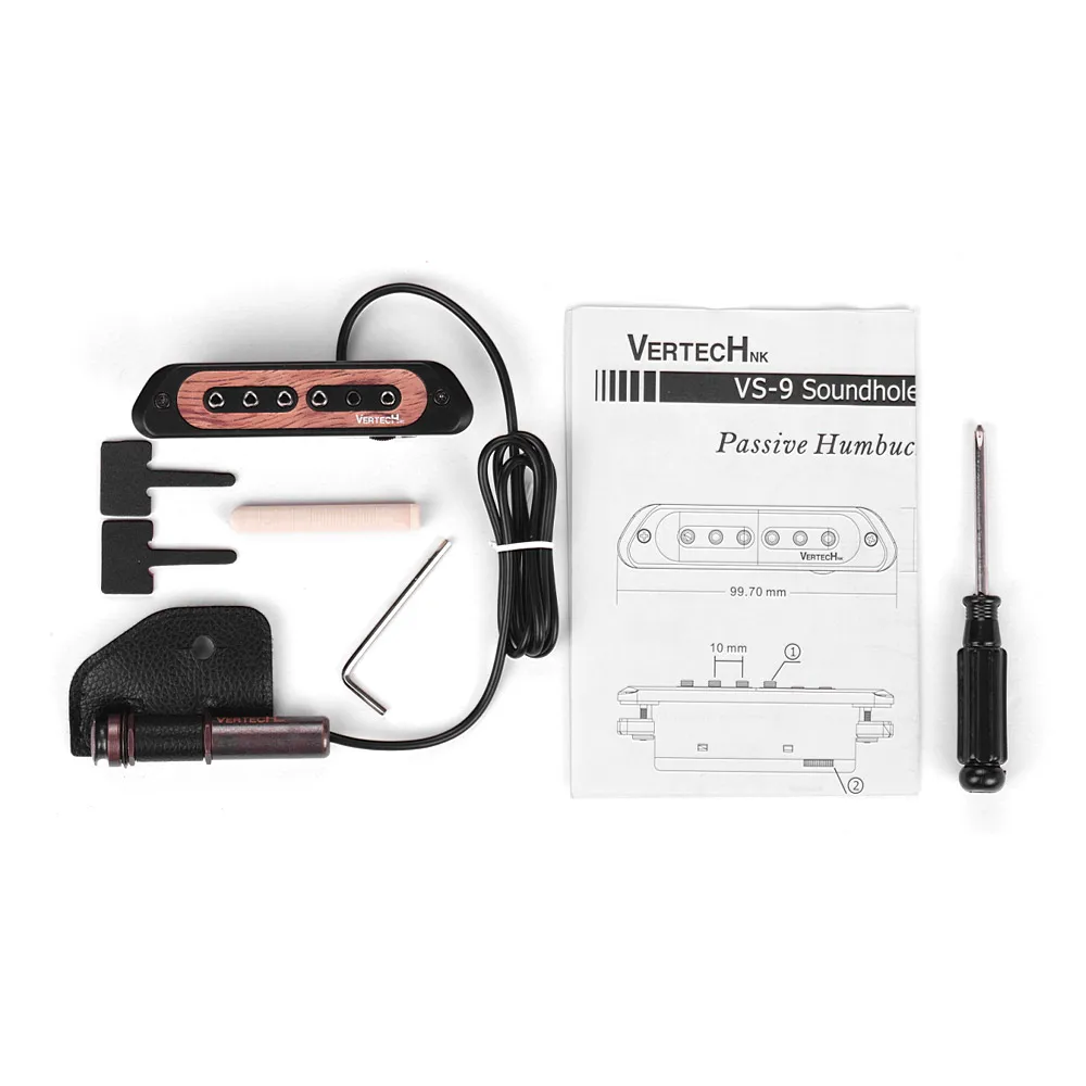 

VS-9 Passive Guitar Pickup Soundhole Pickup Humbucker Pick-up Transducer with 6.35mm Endpin Jack Volume Control for Guitar