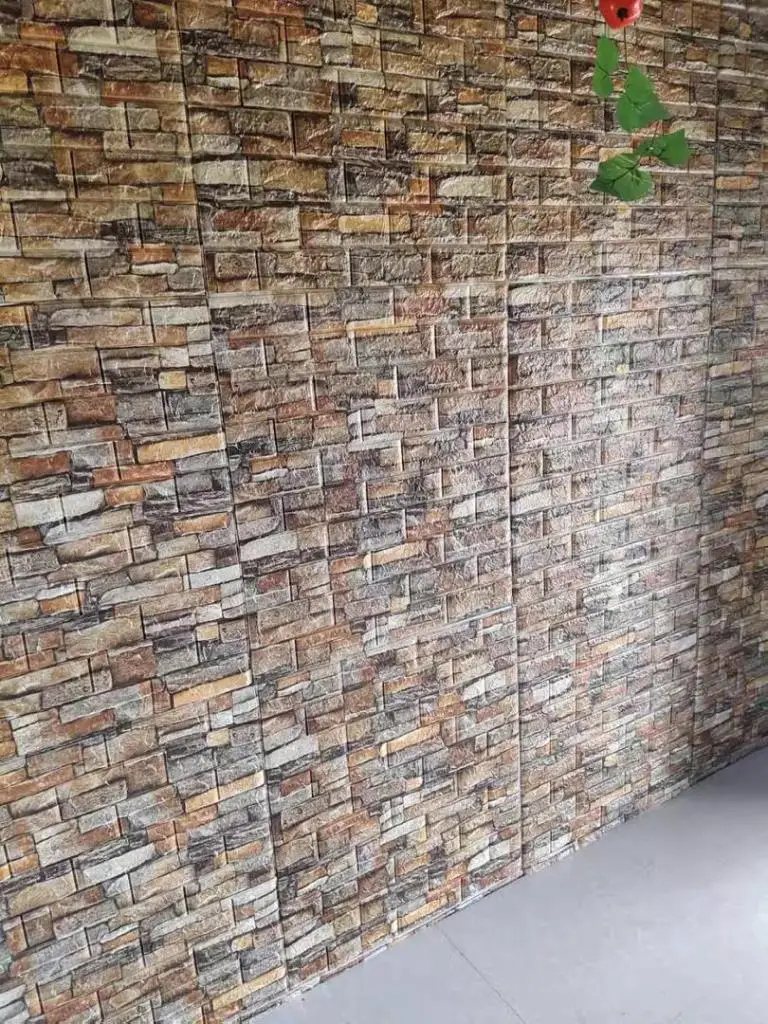 Декоративная настенная 3D панель самоклеящаяся темный камень размер 70x77 см