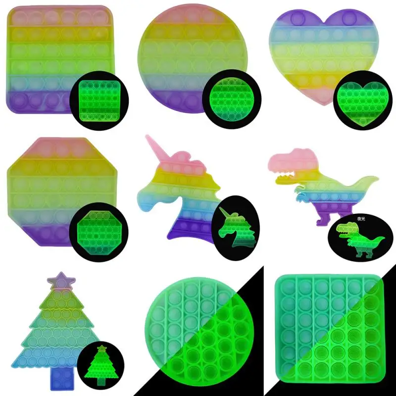 

Rainbow Glow In The Dark Pops Fidget Toys Reliver Stress Toy Popits Push Bubble Antistress Adult Children Autism Luminous Toy