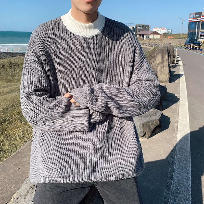 Winter Men's In Warm Cashmere Coats Clothes Loose Lazy Wind Knitting Mens Woolen Sweaters Brand Keep 6 Color Pullover M-2XL | Мужская