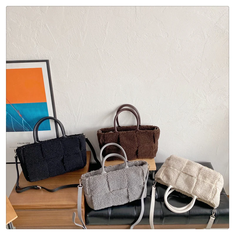 

Plush Woven Tote Bag Luxury Designer Handbag Shoulder Bags For Women Sacos Crossbody Bolsas Femininas De Luxo Sac A Main