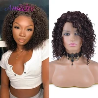 short curly wave synthetic lace wig for black women side part afro kinky curly lace wig natural looking heat resistant fiber