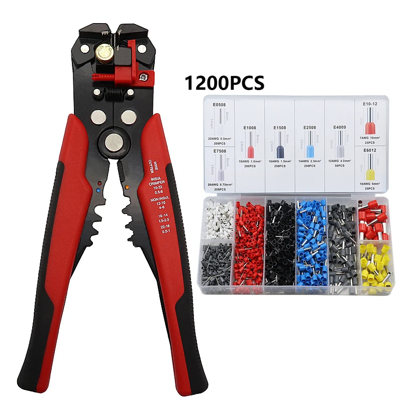 Red Pliers Set Обжимной инструмент для кабелей резак автоматический инструмент для зачистки проводов многофункциональный инструмент для зачистки кабеля обжимные клещи для клемм 0,2-6.0mm2 10 AWG до 24AWG - Цвет: Red Pliers Set