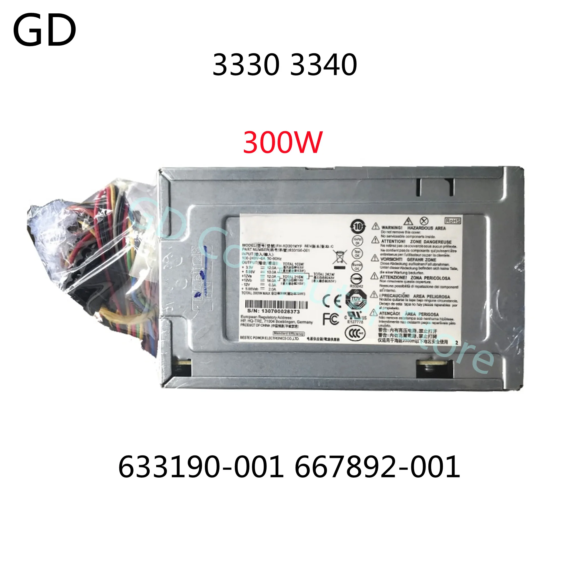 GD оригинал для HP 3330 3340 источник питания FH-XD301MYF 633190-001 667892-001 D11-300P1A 300W 24PIN полностью