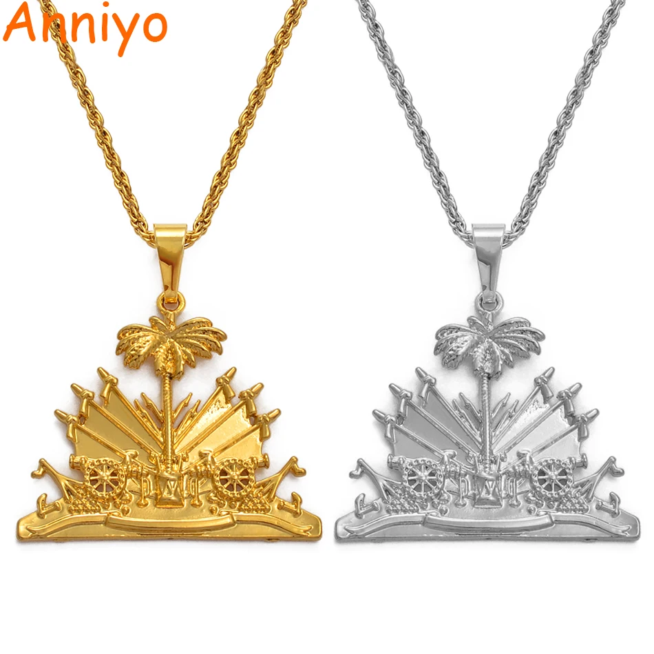 Anniyo Haiti кулон и ожерелье для женщин/девочек, Ayiti элементы серебро/золото Цвет Ювелирные изделия Подарки Haiti#068506