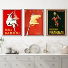 Винтажная итальянская паста, холст с рисунком в стиле ретро, еда и напитки, печать в итальянском кафе, ресторане, фотообои, Кухонное украшение