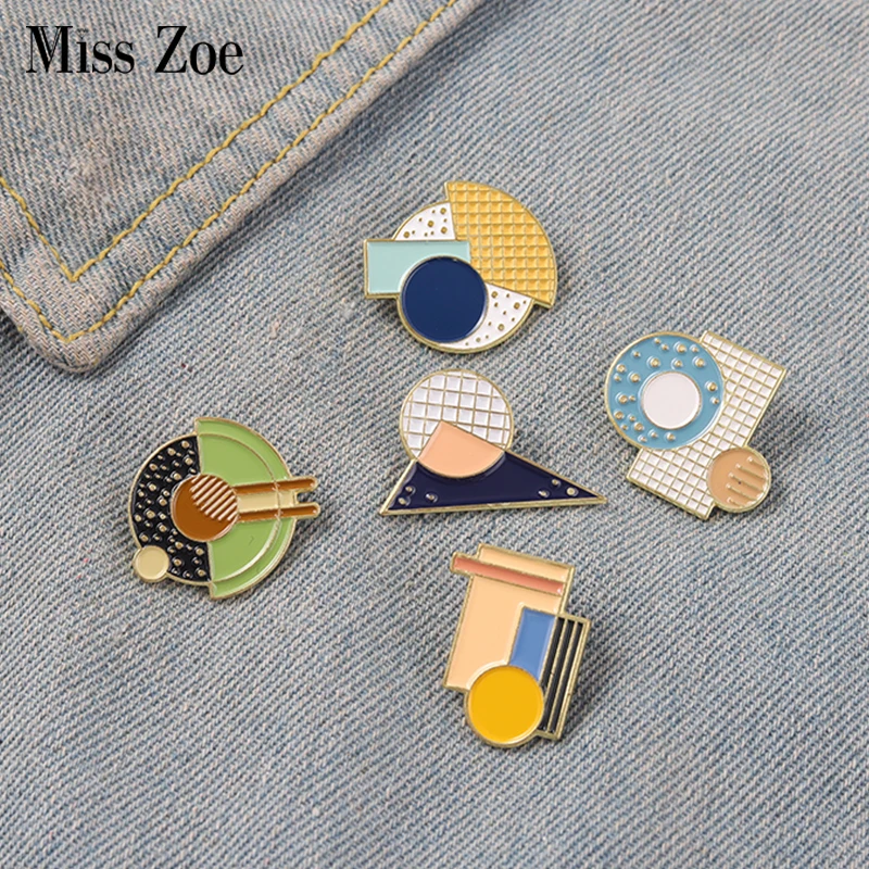 

Geometric Enamel Pins Triangle Rhombus Square Round Metal Brooches Lapel Pins Up Men Women Jewelry Gifts Wholesale