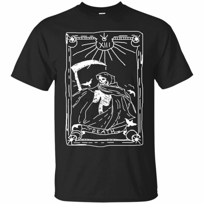 Darkside смерти Таро оккультный сатанический жнец Скелет Мужская футболка черный