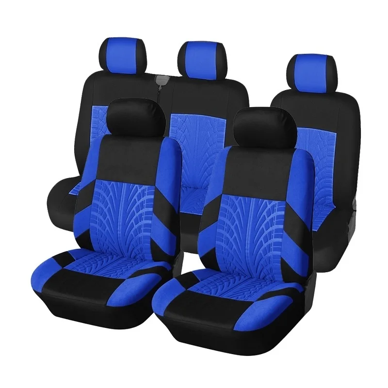 

4 Colour Track Detail Style Car Seat Covers Set Polyester Fabric Universal Fits Most Cars Covers Car Seat Protector