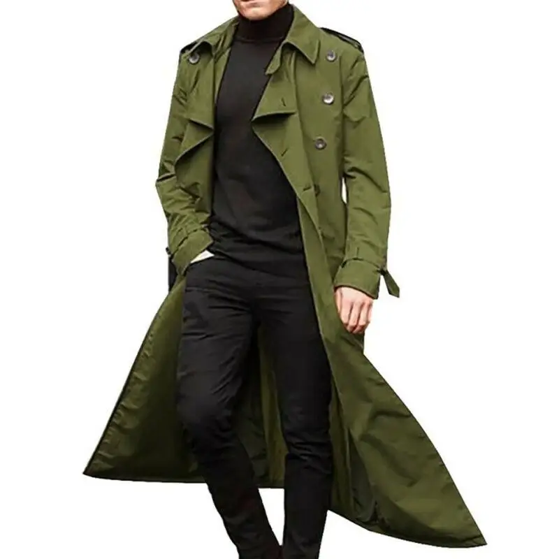 

Winter Men's Solid Long Trench Coat Casual Warm Parka Jacket Overcoat Outwear Fashion