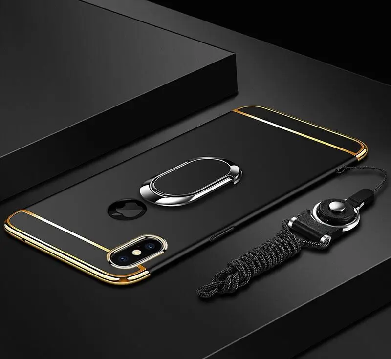 Чехол 3 в 1 для iPhone X XR XS MAX с магнитным кольцом-держателем | Мобильные телефоны и