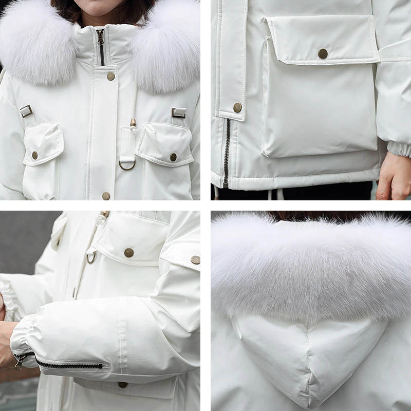 

Oversized Winter Coat Women Solid Hooded Short Style Female Jacket With Fur Collar Plus Size Loose Casual Thick Women's Parkas