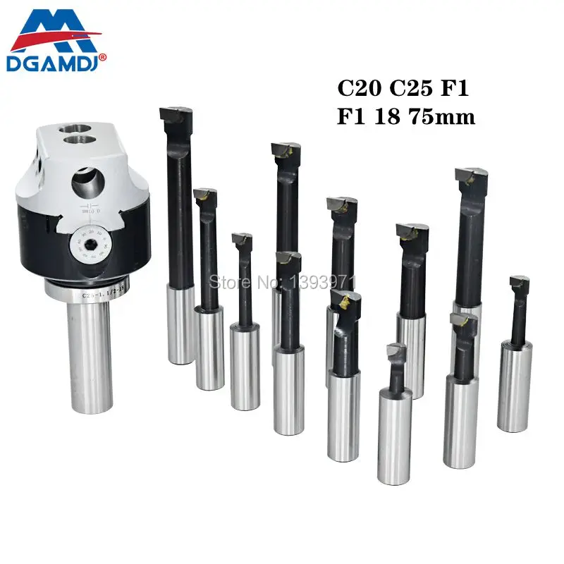 1 Set of F1 18 3 Inch 75mm Drill Bit + 1 C20 C25 F1 CNC Machine Tool Boring Tool + 12pcs Boring Bar long tool life mt3 m12 arbor f1 12 50mm boring head and 9pcs 12mm boring bars boring head set 3 4 f1 boring head