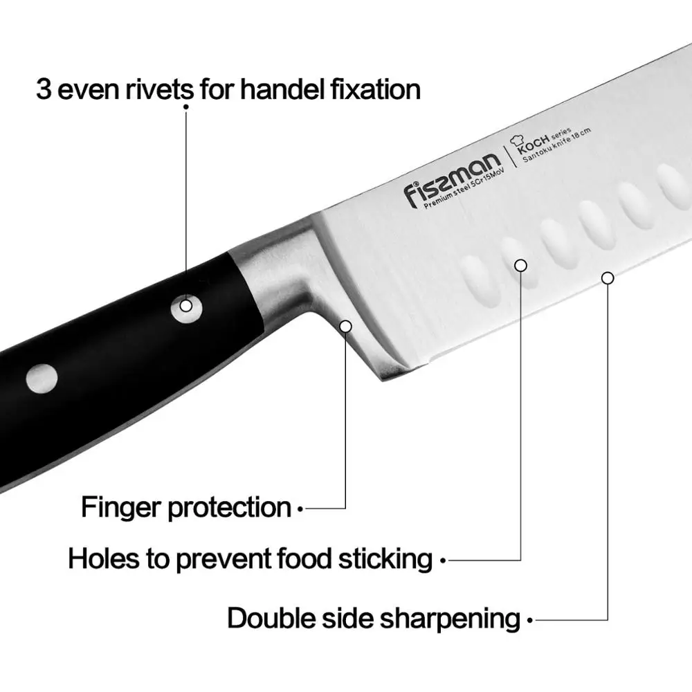 5 дюймовый 7 нож Santoku серии KOCH немецкие Стальные Кухонные ножи FISSMAN|Кухонные ножи| |