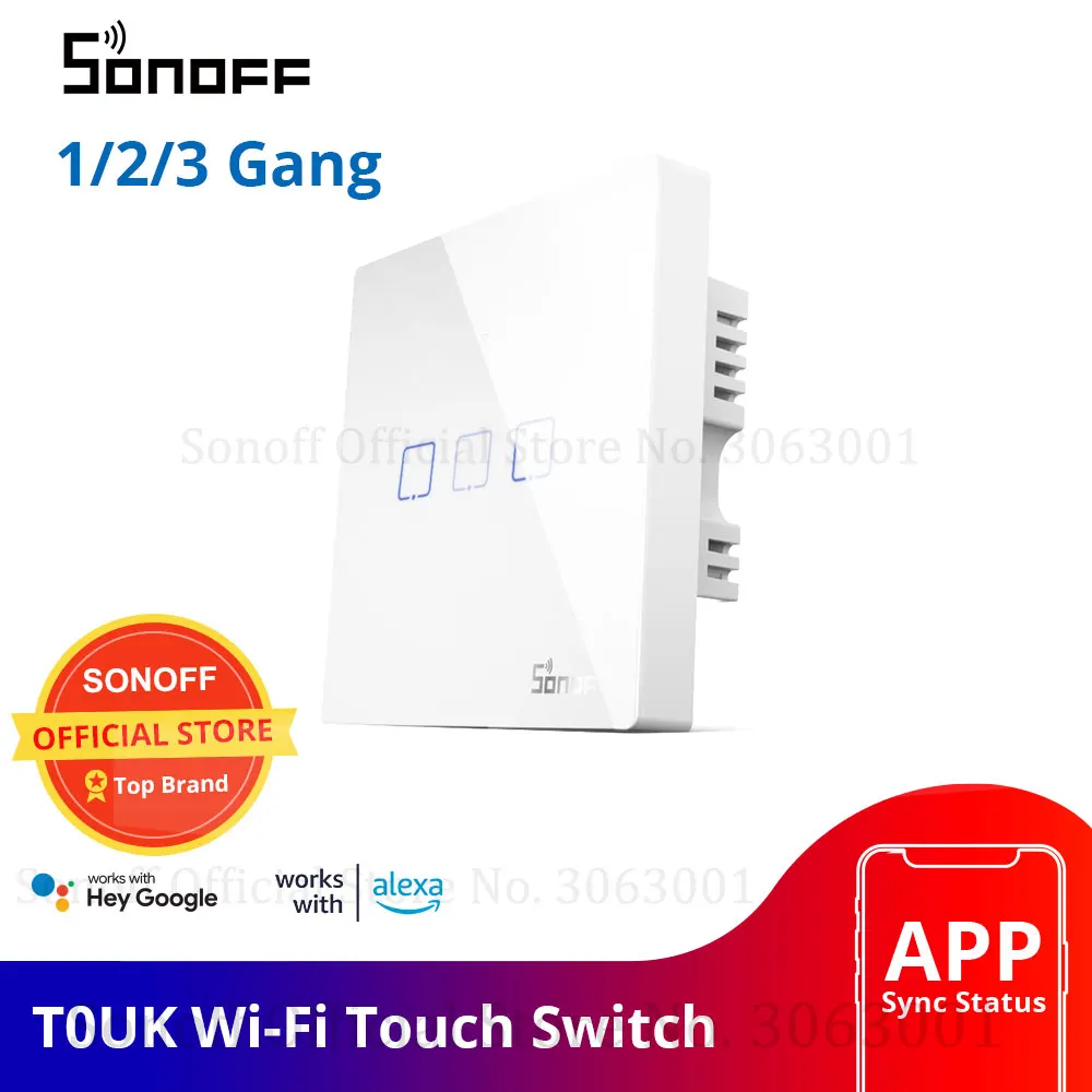 Интеллектуальный выключатель света SONOFF T0UK переключатель Wi Fi 1/2/3 Беспроводной