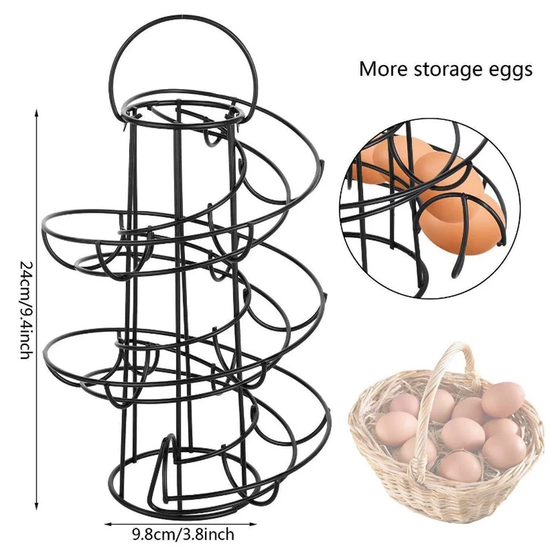 

Кухонная креативная полка для яиц, спиральная корзина для яиц, кованая железная практичная многофункциональная полка-дозатор для спиральн...