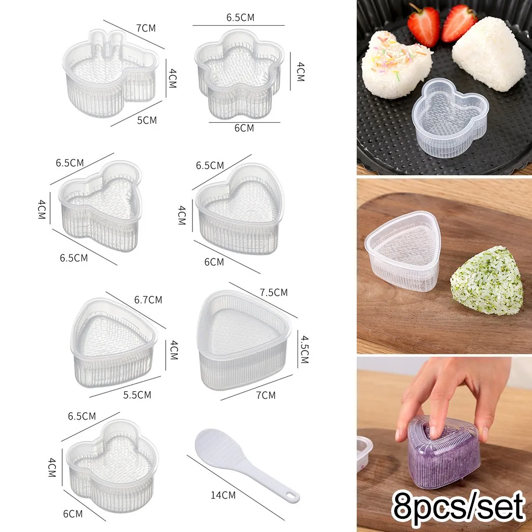 

8pcs/Set *Rice Ball Mold Kitchen Bento Decor Sushi Onigiri Mold Food Press Form Rice Ball Maker Kitchen Accessories