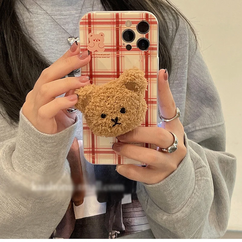 Кронштейн T1 3D в клетку с медведем для OPPO FIND X2 X3 Pro Lite Neo K1 K3 K5 K7X K9 F11 F15 F9 F17 F19 чехол