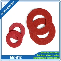 100200pcs m2 m2 5 m3 m3 5 m4 m5 m6 m7 m8 m10 m12 red steel paper insulating flat washer insulation plain gasket pad ring spacer