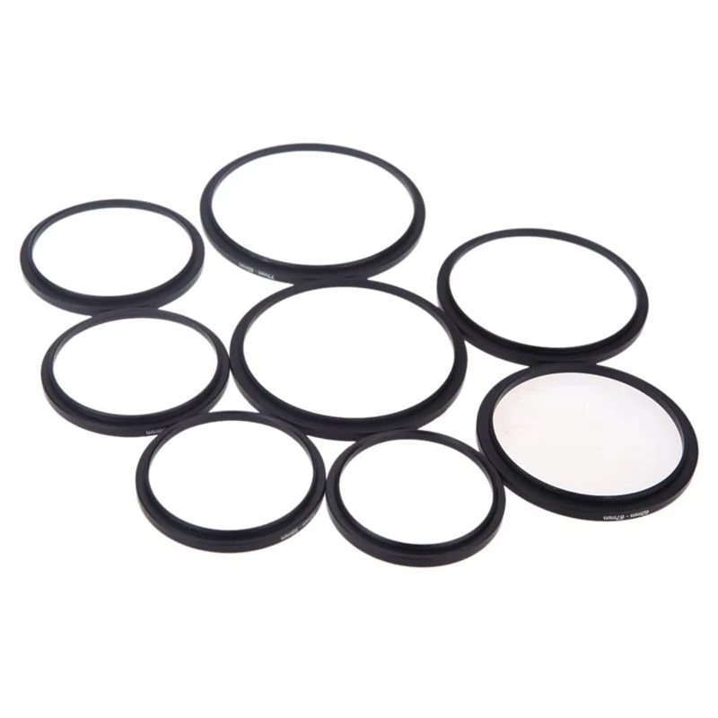 Набор удлинительных колец-адаптеров 8 шт. включает 49-52 мм 52-55 55-58 58-62 62-67 67-72 72-77 77-82