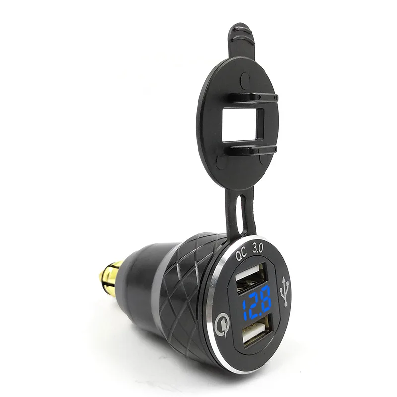 Черное зарядное устройство из алюминиевого сплава Quick Charge 3 0 с двумя USB-портами