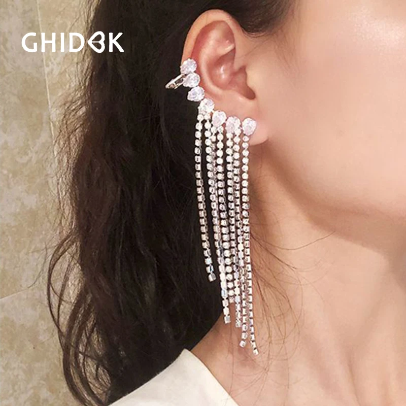 GHIDBK Boho изысканные длинной кисточкой серьги клаймберы нежные многослойные горный