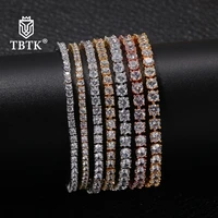 tbtk fashion 3mm4mm5mm one row iced out chain rose gold aaa zirconia tennis bracelet hiphop copper charms wrist luxury jewelry