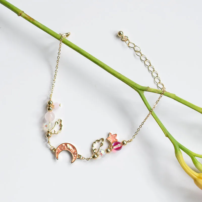 

Japanese and Korea Trendy Jewelry Cute Moon Star Romantic Wing Bracelets Bangles For Women Good Gift