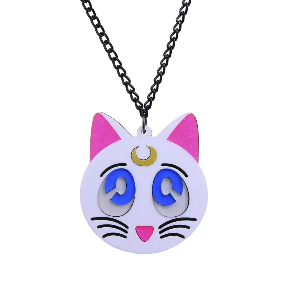 KUGUYS Трендовое ювелирное акриловое милое ожерелье с черным котом для женщин