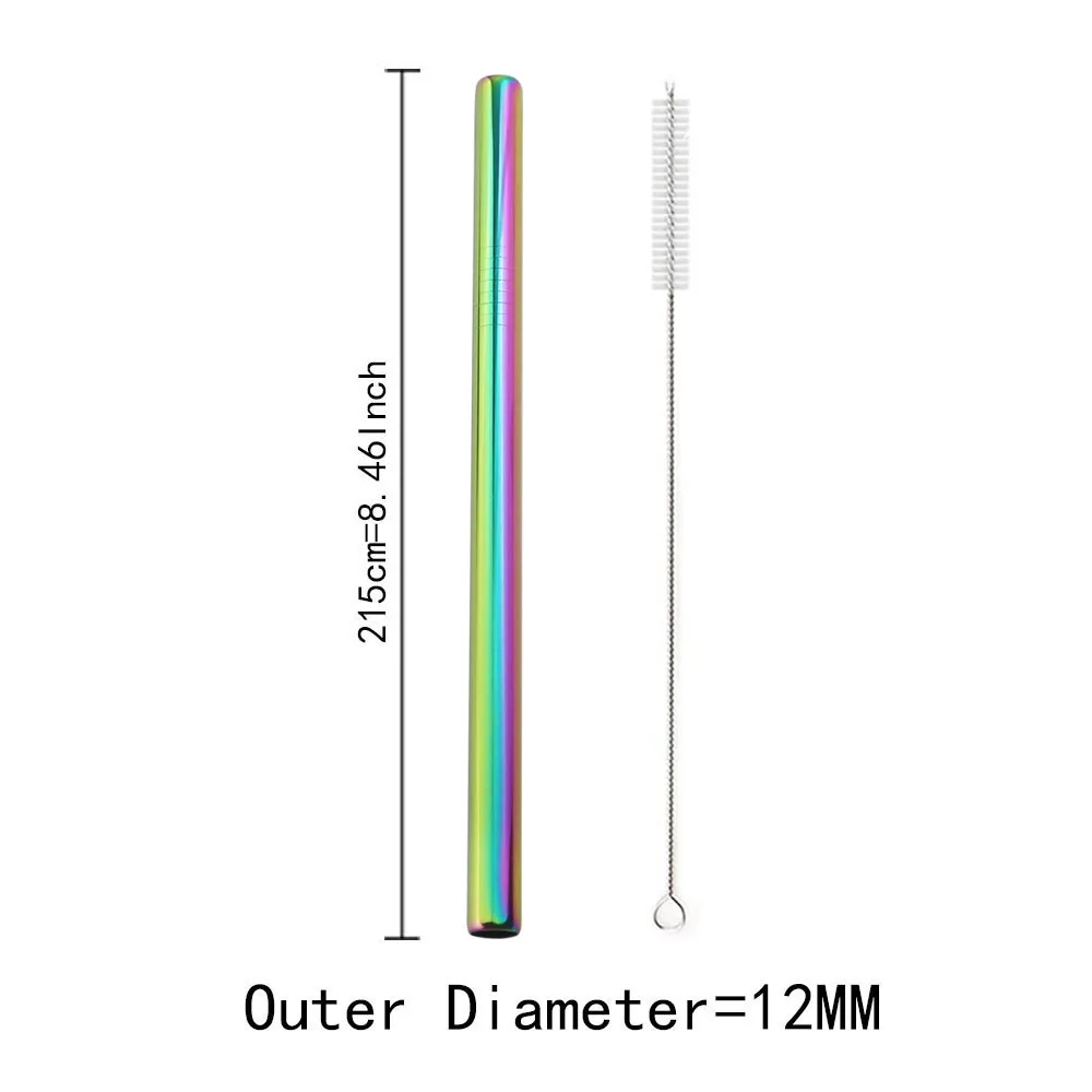 

2pcs Reusable Drinking Straw Environmentally Friendly 18/10 Stainless Steel Straws Set Metal Colorful Straws Bar Party Accessory