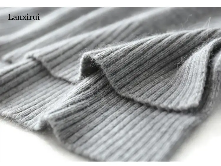 

High Quality Pullover Women's Jumper Patchwork rabbit fur Sweater Female Jumper Women Loose Sweaters thick Winter Knitted