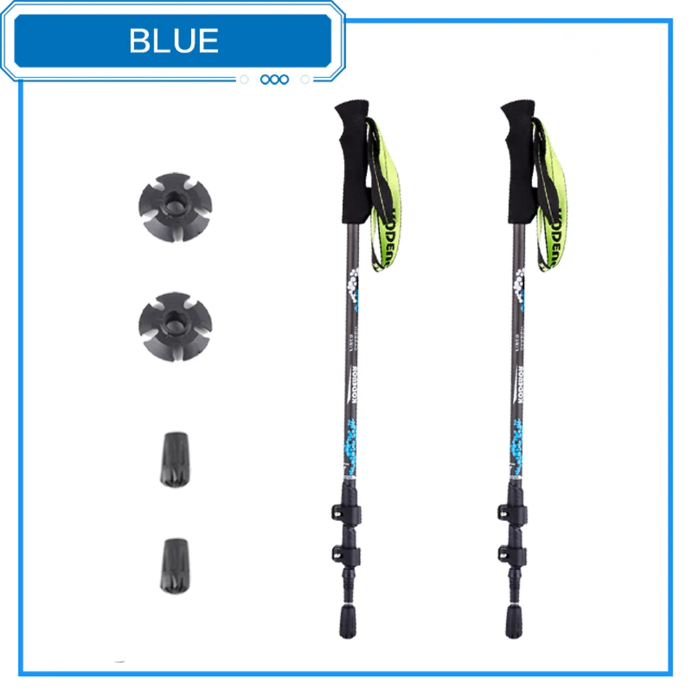 

2Pcs Carbon Fiber Telescopic Trekking Poles Ultralight Hiking Pole Adjustable Crutch Telescopic Walking Sticks 400g a pair.