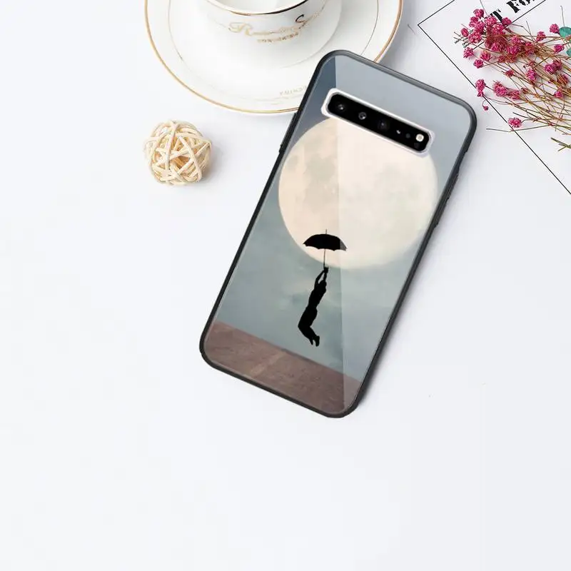 

Moon at night Phone Case For Galaxy Tempered Glass Cases Apply To S10 S9 S8 S7 S6edge Plus TPU Cover
