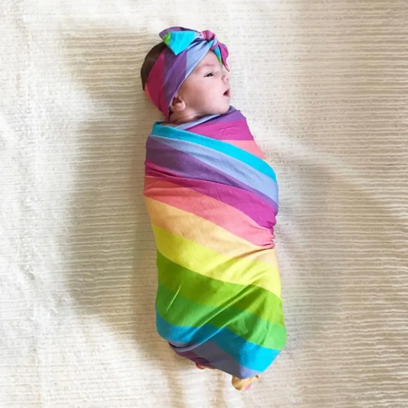 

Swaddle Blanket Newborn Baby Floral Swaddle Blanket Toddler Girl Boys Receiving Blanket Infant Swaddle Wrap Headband New