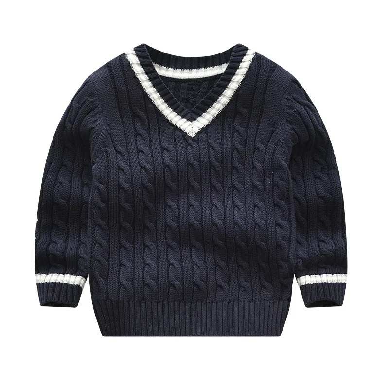 Зимний Повседневный свитер для маленьких мальчиков однотонный вязаный пуловер с