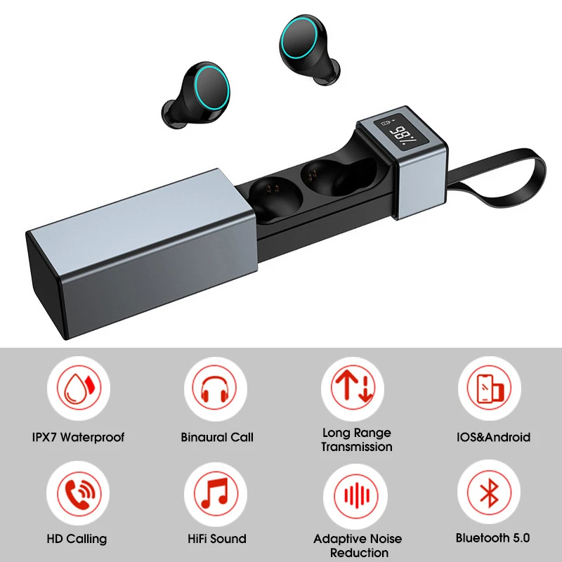 CLAITE беспроводные TWS bluetooth наушники IPX7 водонепроницаемые спортивные шумоподавления HiFi в ухо наушники с микрофоном для Iphone