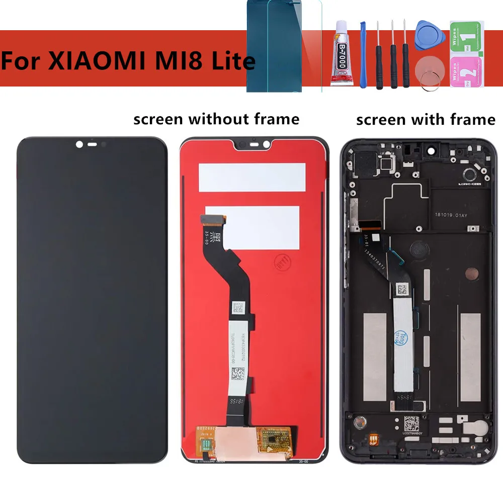 ЖК дисплей и рамка для Xiaomi Mi 8 Lite/ 8X сенсорный дигитайзер в сборе 10 точек касания