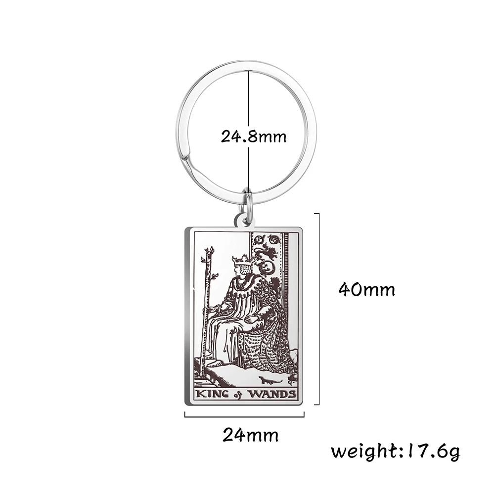 

Dawapara Wands Tarot Card Amulet Pendant Key Chain Stainless Steel Accessories Golden Key Ring for Men Women