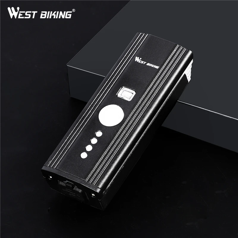 

WEST BIKING Bike Front Light LED Flashlight with Horn USB Charging Induction Cycling Headlight Waterproof Torch Bicycle Light
