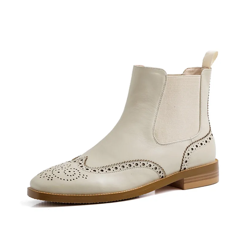 

Dilalula 2021 Genuine Leather Chelsea Short Boots Women Autumn Winter British Style Low Heels Boots Female Leather Shoes Woman
