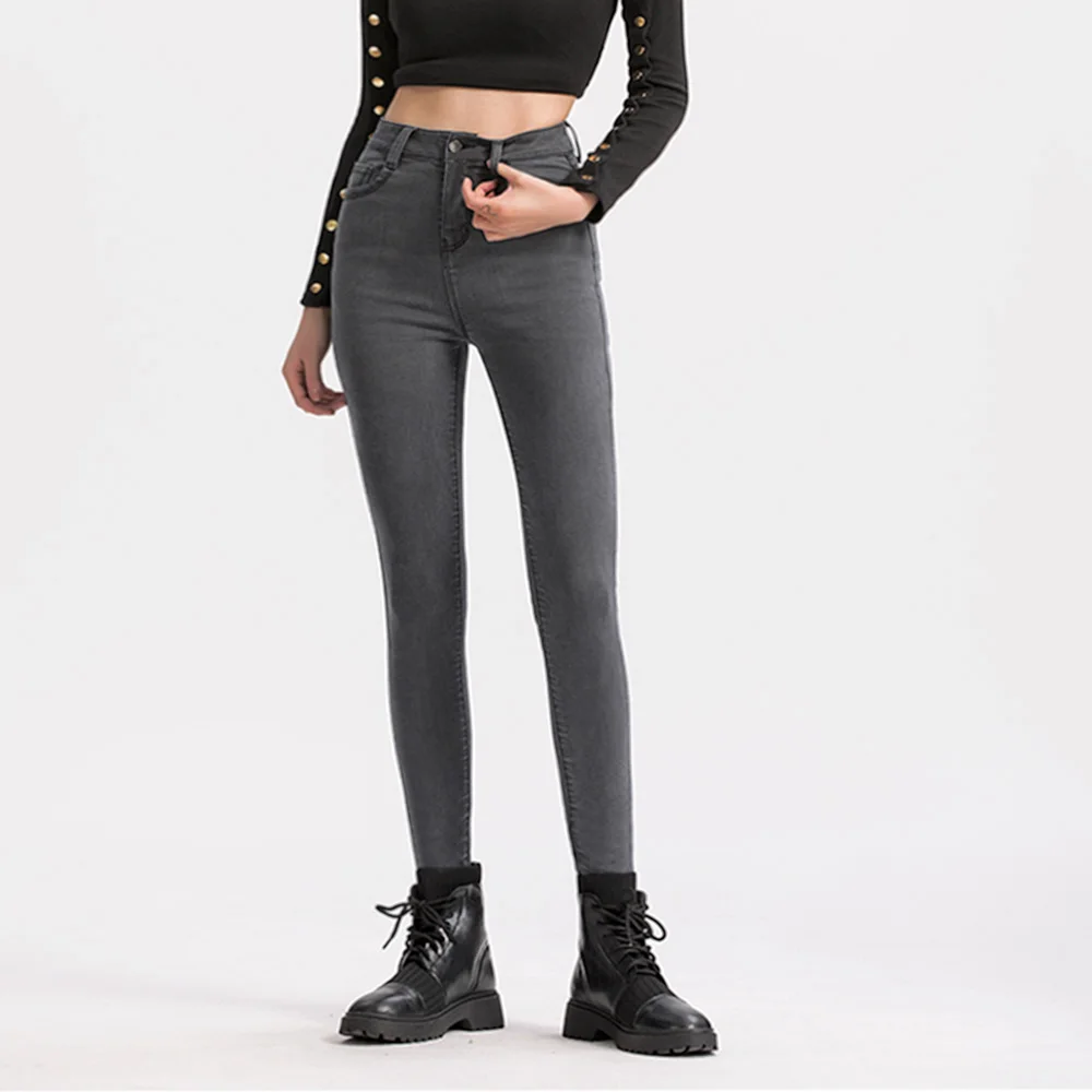 Женские джинсы в американском стиле эластичные узкие брюки карандаш с высокой