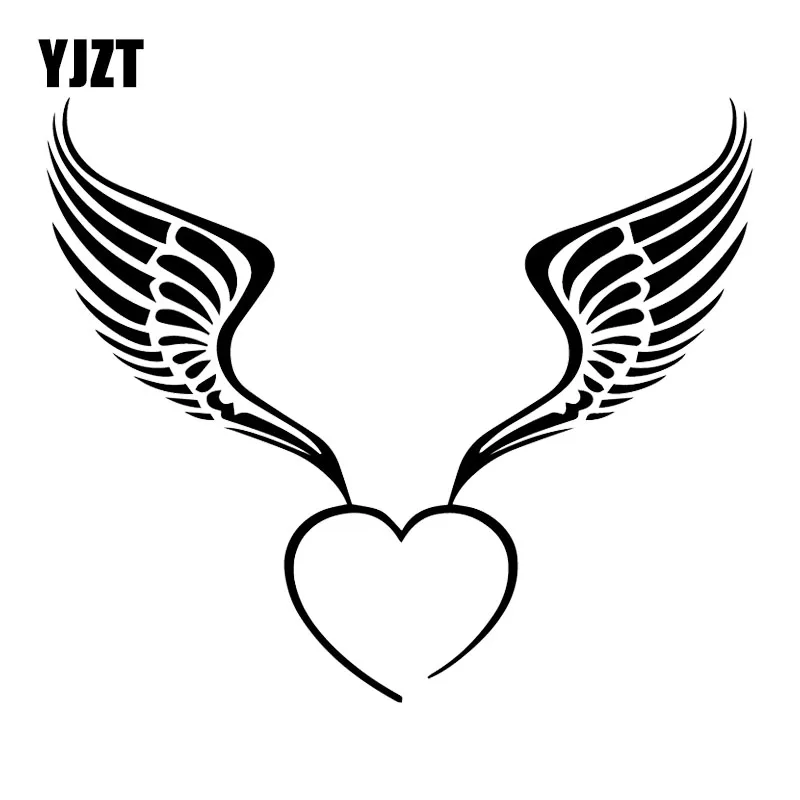 

YJZT 17.5X15CM Love Heart Wing Creative Art Vinyl Car Sticker Bumper Decoraiton Decal C25-0968