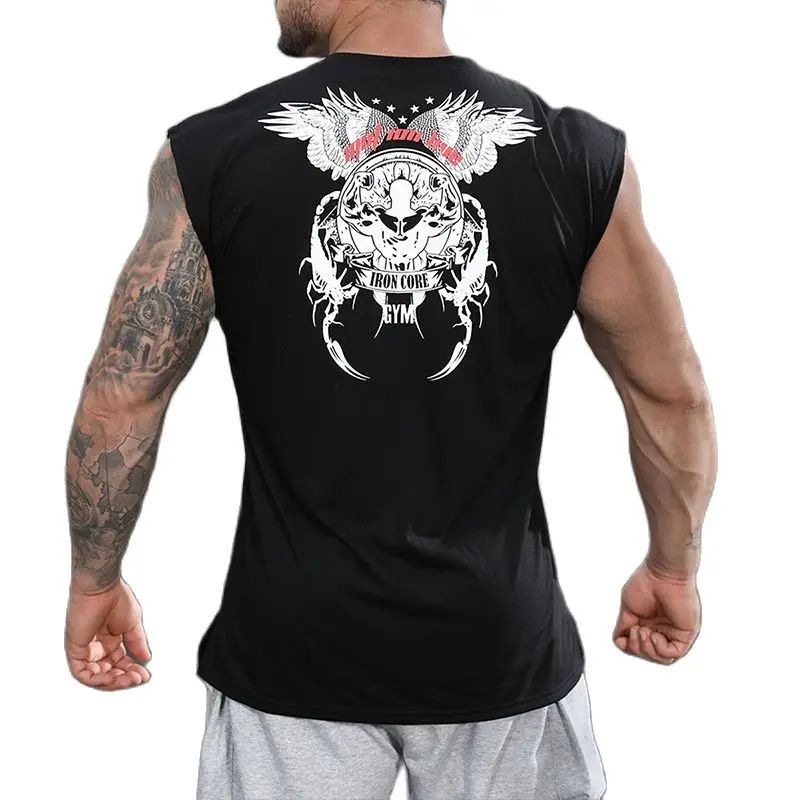 

New Vest Men's Sleeveless T-shirt Round Neck Fashion Brand Waistcoat Men's Sports Bottoming Shirt Training Basketball Uniform