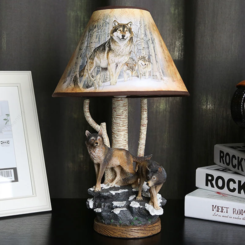 Современные настольные лампы с волком для гостиной лампа животными настольная
